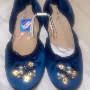 Little Gi Ballerina shoes , Blue velvet, size 33   US size 1.5 ! New open box